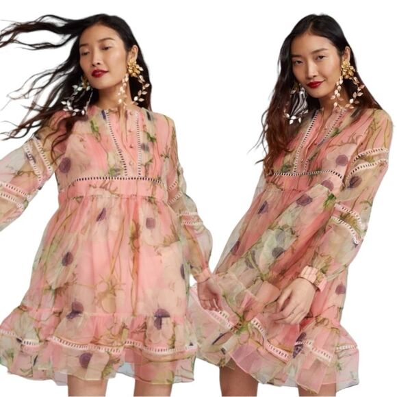 Cynthia Rowley Pink Floral Mini Dress - Picture 1 of 12